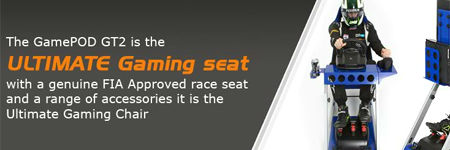 GamePOD GT ultimate gaming seats with genuine FIA approved race seats