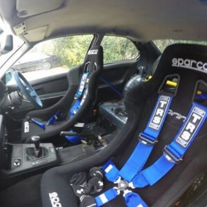 BMW Track car prepared with Sparco seats and TRS harnesses