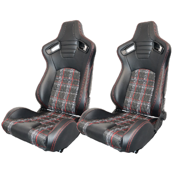 2 Auto Style GT Red Tartan Reclining Seats