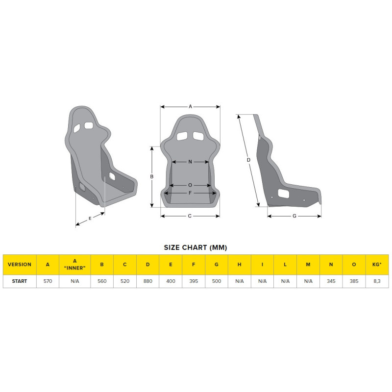 MOMO Start Seat dimensions – GSM Performance