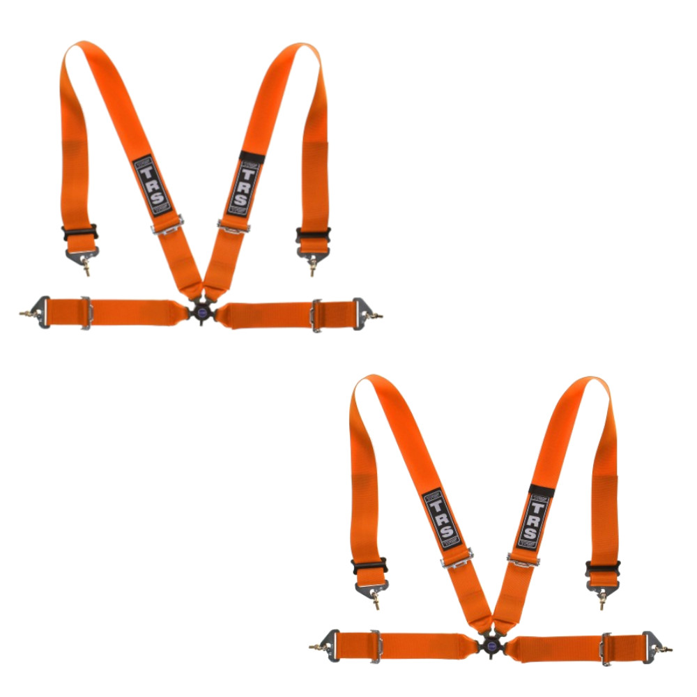 2 TRS Magnum 4 Point FIA Orange Harness Belts
