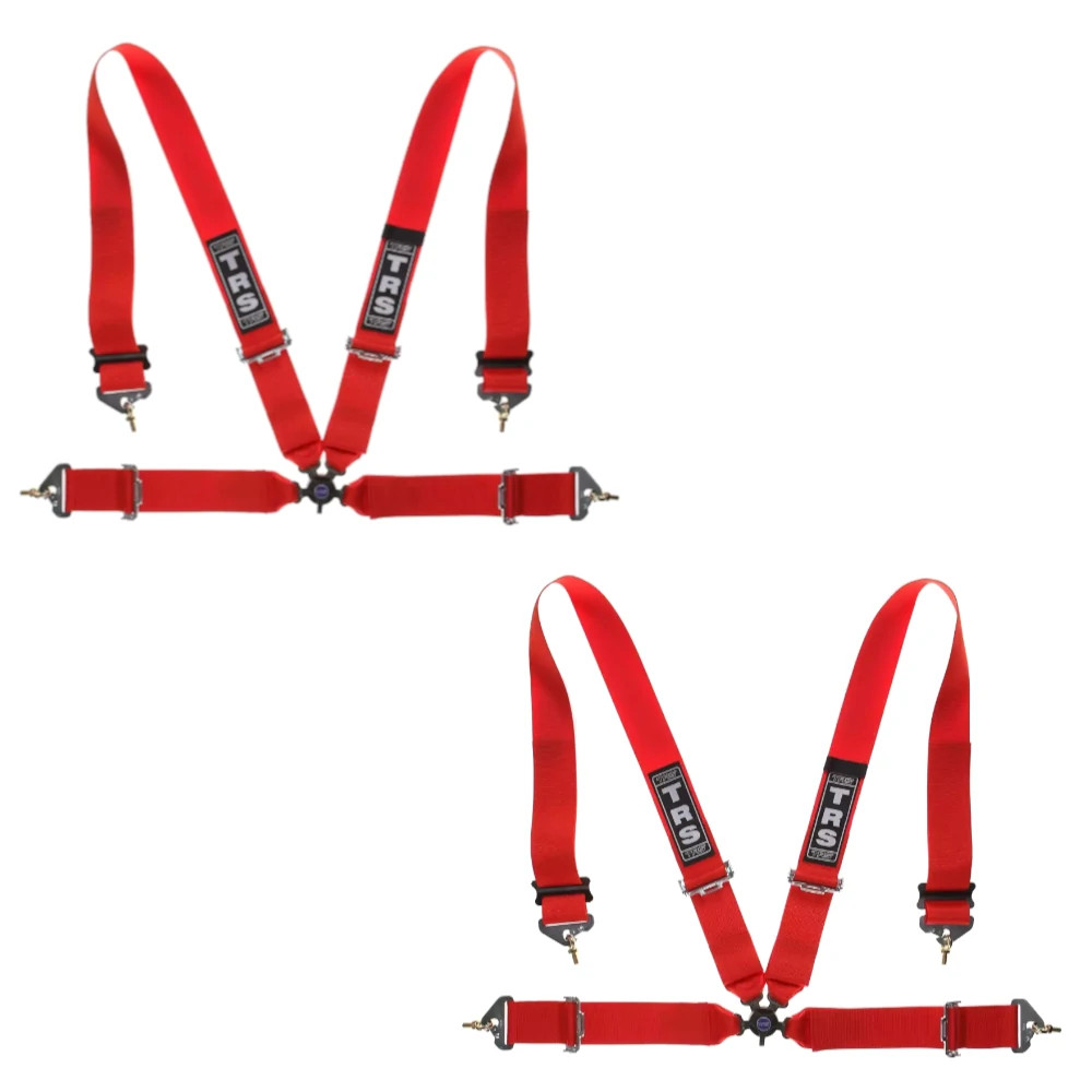 2 TRS Magnum 4 Point Red FIA Harness Belts
