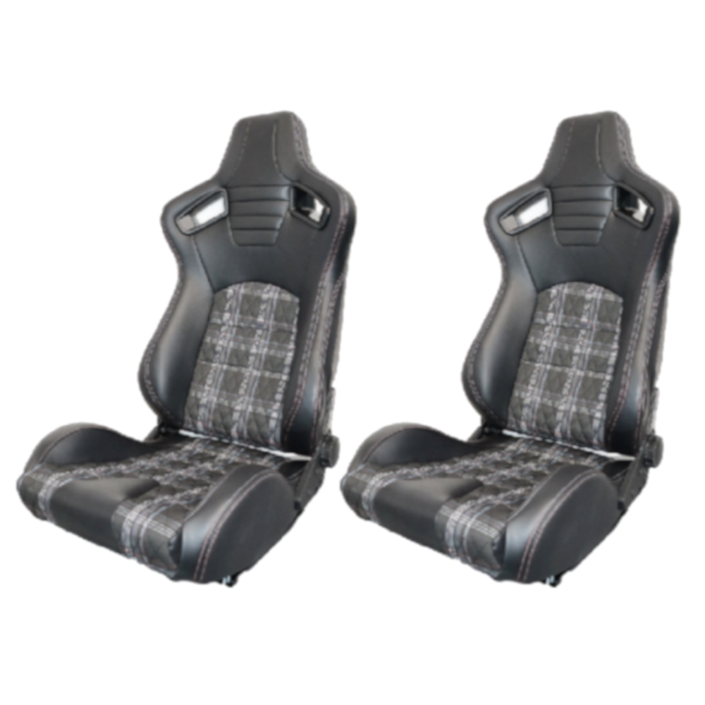 2 Auto Style GT Grey Tartan Reclining Seats