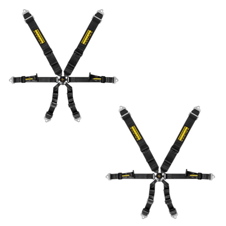 A Schroth Profi 3x2 six point FIA harness laid out flat