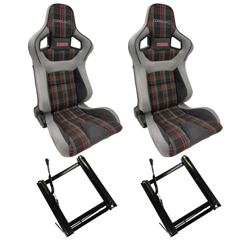 Endurance Motorsport Classic Mini frames With Corbeau RRS Tartan Reclining Seat Package