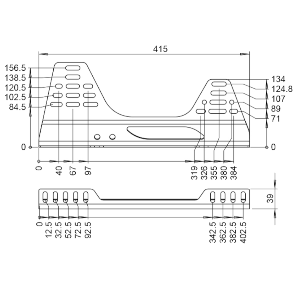 Reverie Black Steel Seat Side Mounts Size Guide-R01SI6002-GSM Performance
