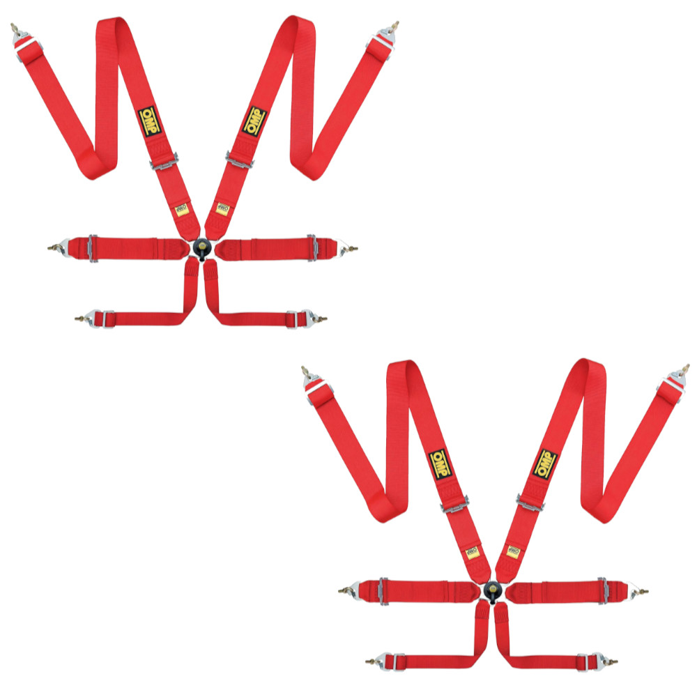 2 OMP First 3" Saloon 6 Point Red Harnesses