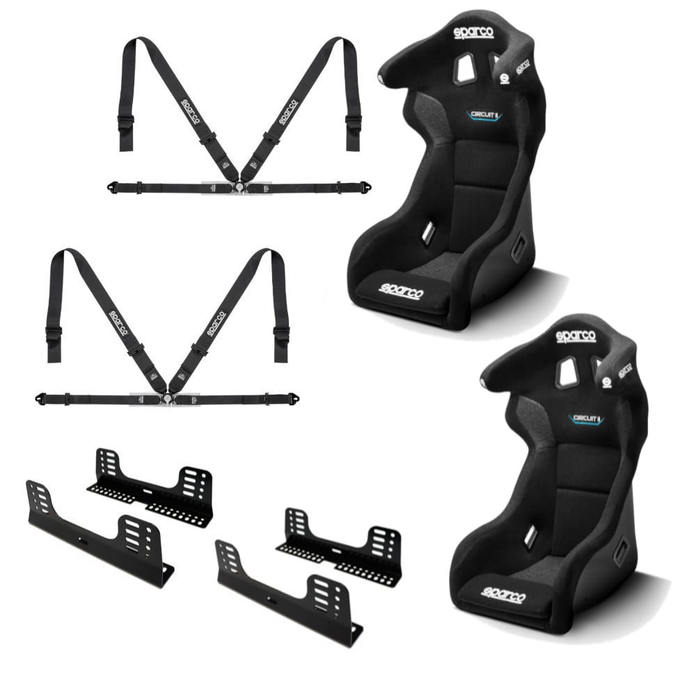 Sparco Circuit II QRT FIA Bucket Seat And Harness Motorsport Bundle
