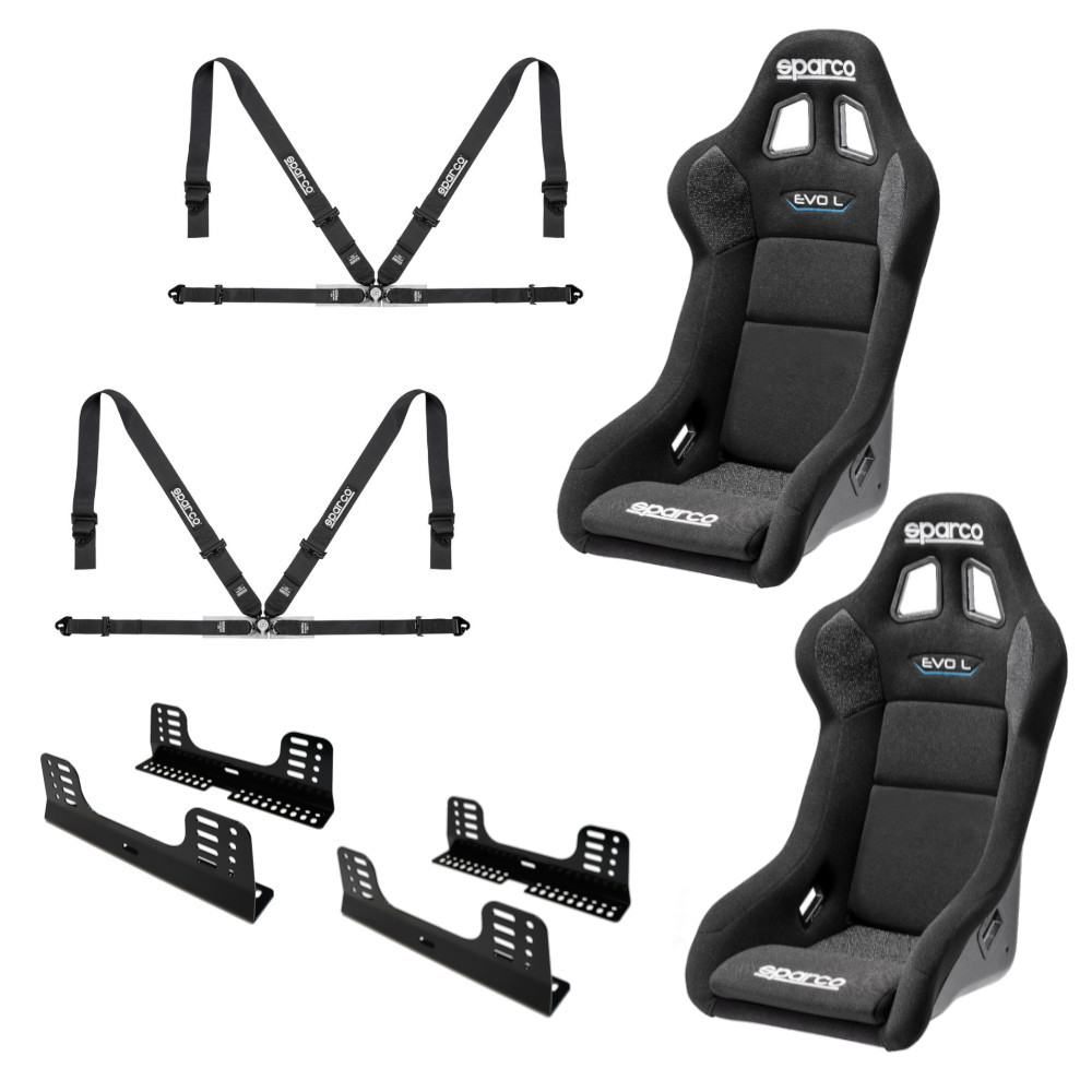 Sparco Evo L QRT FIA Bucket Seat And Harness Motorsport Bundle