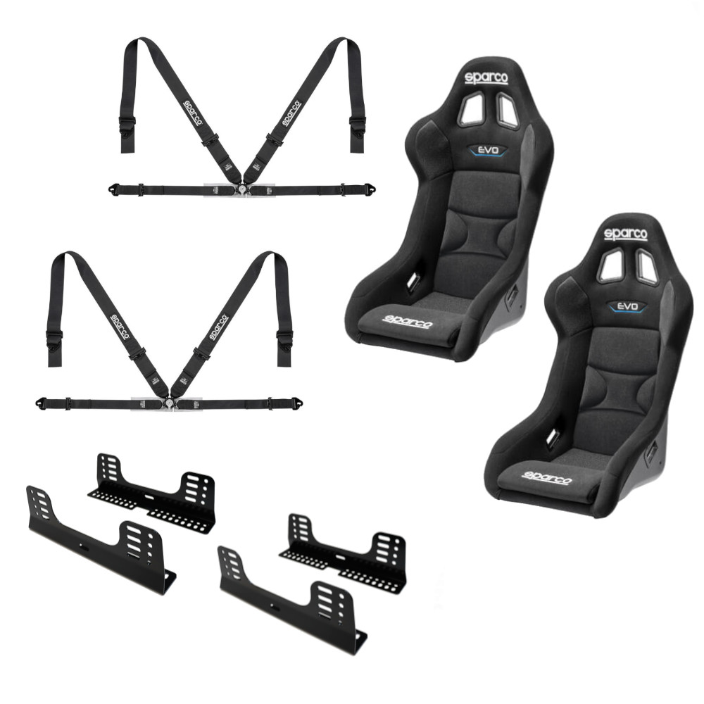Sparco Evo QRT FIA Bucket Seat And Harness Motorsport Bundle
