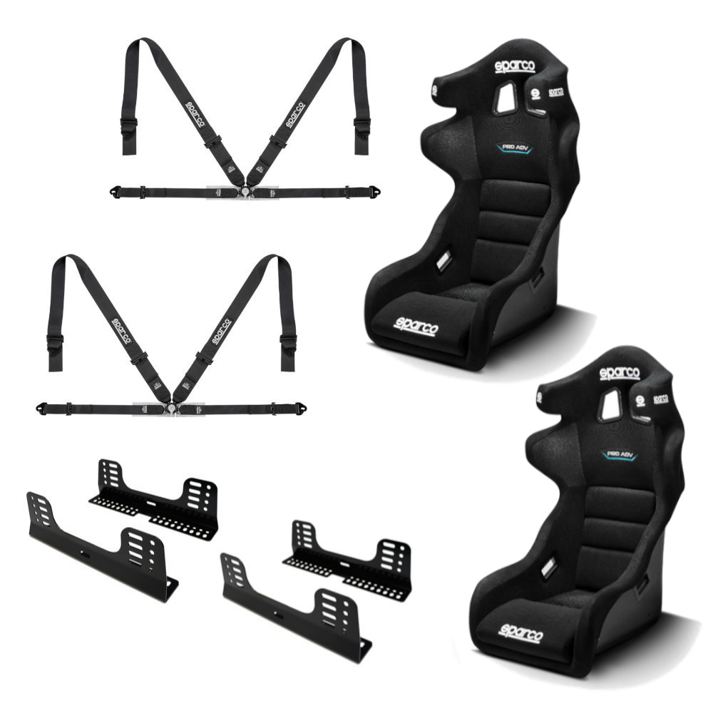 Sparco Pro ADV QRT FIA Bucket Seat And Harness Motorsport Bundle