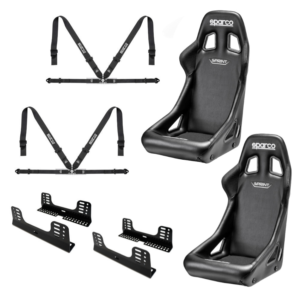 Sparco Sprint Sky QRT FIA Bucket Seat And Harness Motorsport Bundle