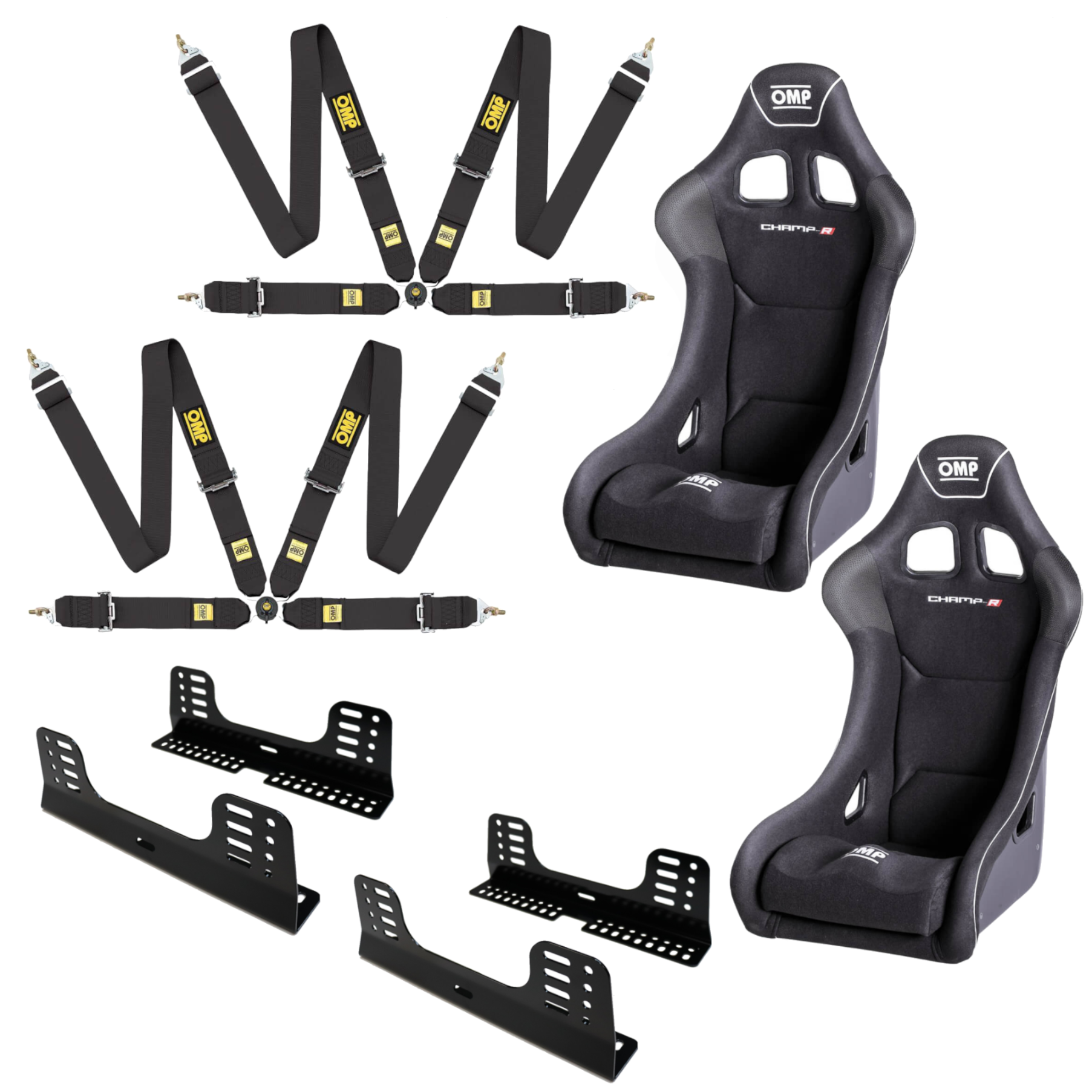 OMP Champ-R FIA Bucket Seat And Harness Motorsport Bundle