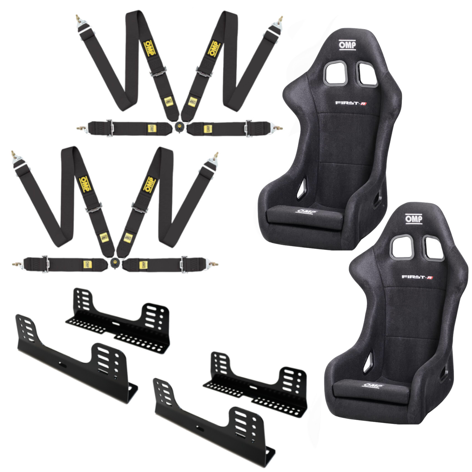 OMP First R FIA Bucket Seat And Harness Motorsport Bundle