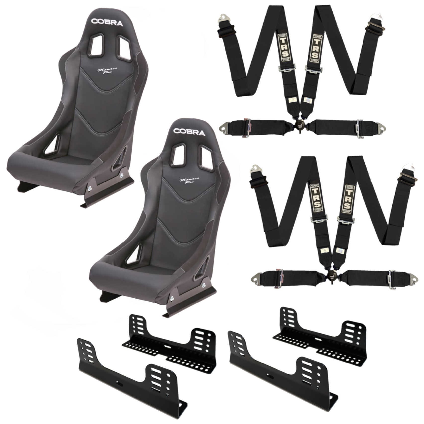 Cobra Monaco Pro Vinyl FIA Bucket Seat And Harness Motorsport Bundle