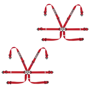 2 Sparco Endurance 6 Point FHR Red Harness Belts