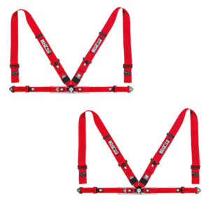 2 Sparco 4 Point Club Racer Red Harness Belts