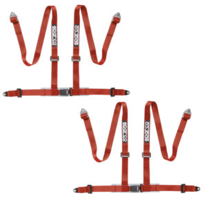 2 Sparco 4 Point Bolt In Red Safety Harnesses
