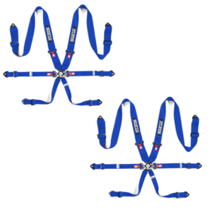 2 Sparco Competition H-3 6 Point Blue Harnesses