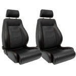 2 Auto Style Type Retro II Vinyl Black And Red Reclining Seats