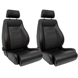 2 Auto Style Type Retro II Vinyl Black And Red Reclining Seats