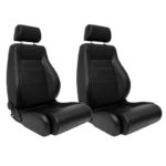 2 Auto Style Type Retro II Vinyl Black And Silver Reclining Seats