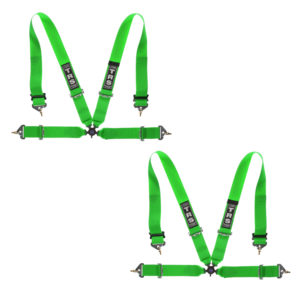 2 TRS Magnum 4 Point Green FIA Harness Belts