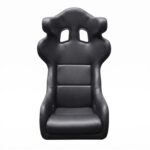 Mirco RS7 FIA motorsport bucket seat in plain black vinyl, front view