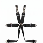 TRS Magnum 6 point FIA HANS harness in the Mazda MX-5 cut, shoulder straps shortened to wrap a roll bar