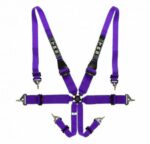 TRS Magnum Ultralite 6 point HANS harness belt in purple, 2 inch shoulder straps with eye bolt fittings