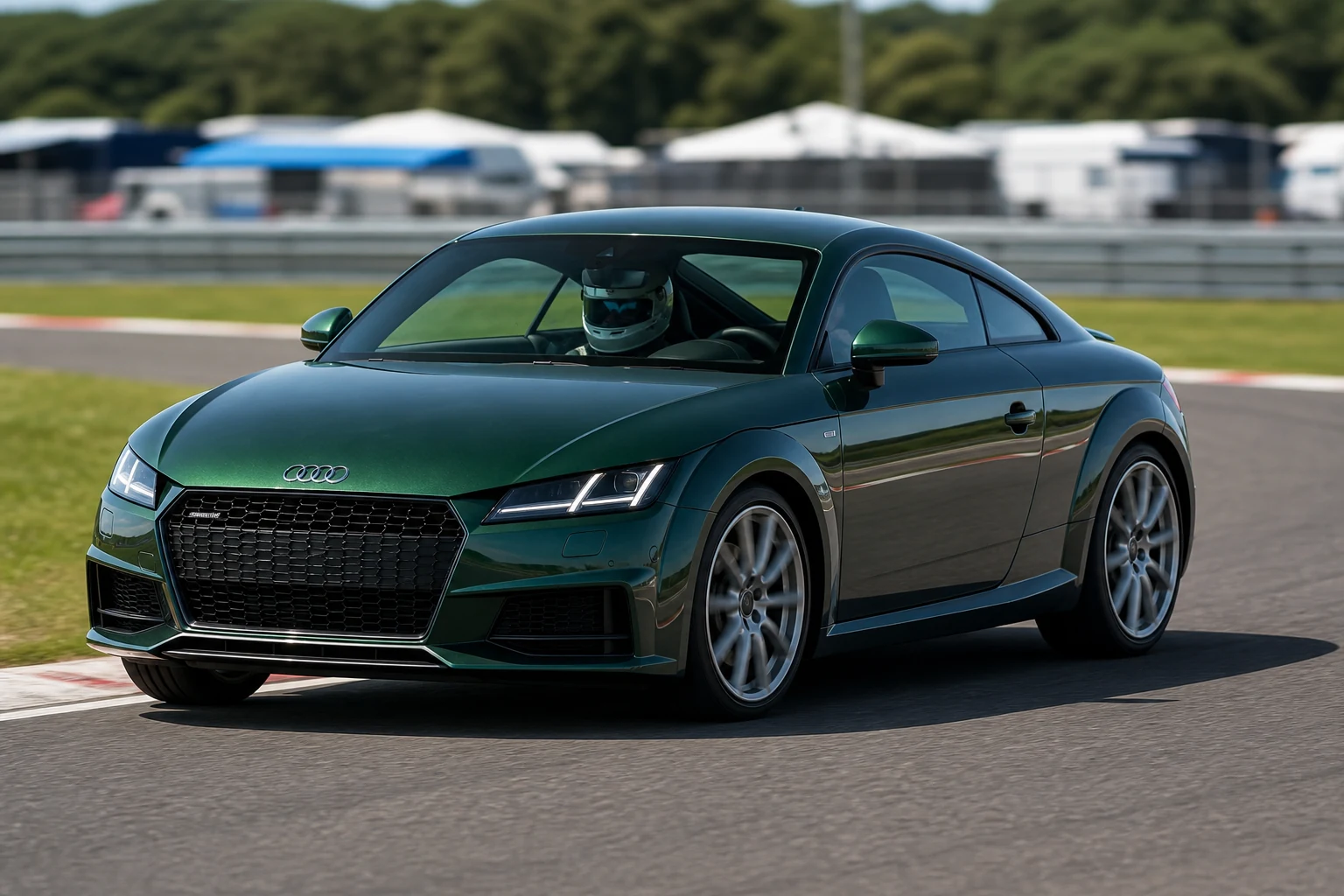 Audi TT Mk3 on track with a helmeted driver