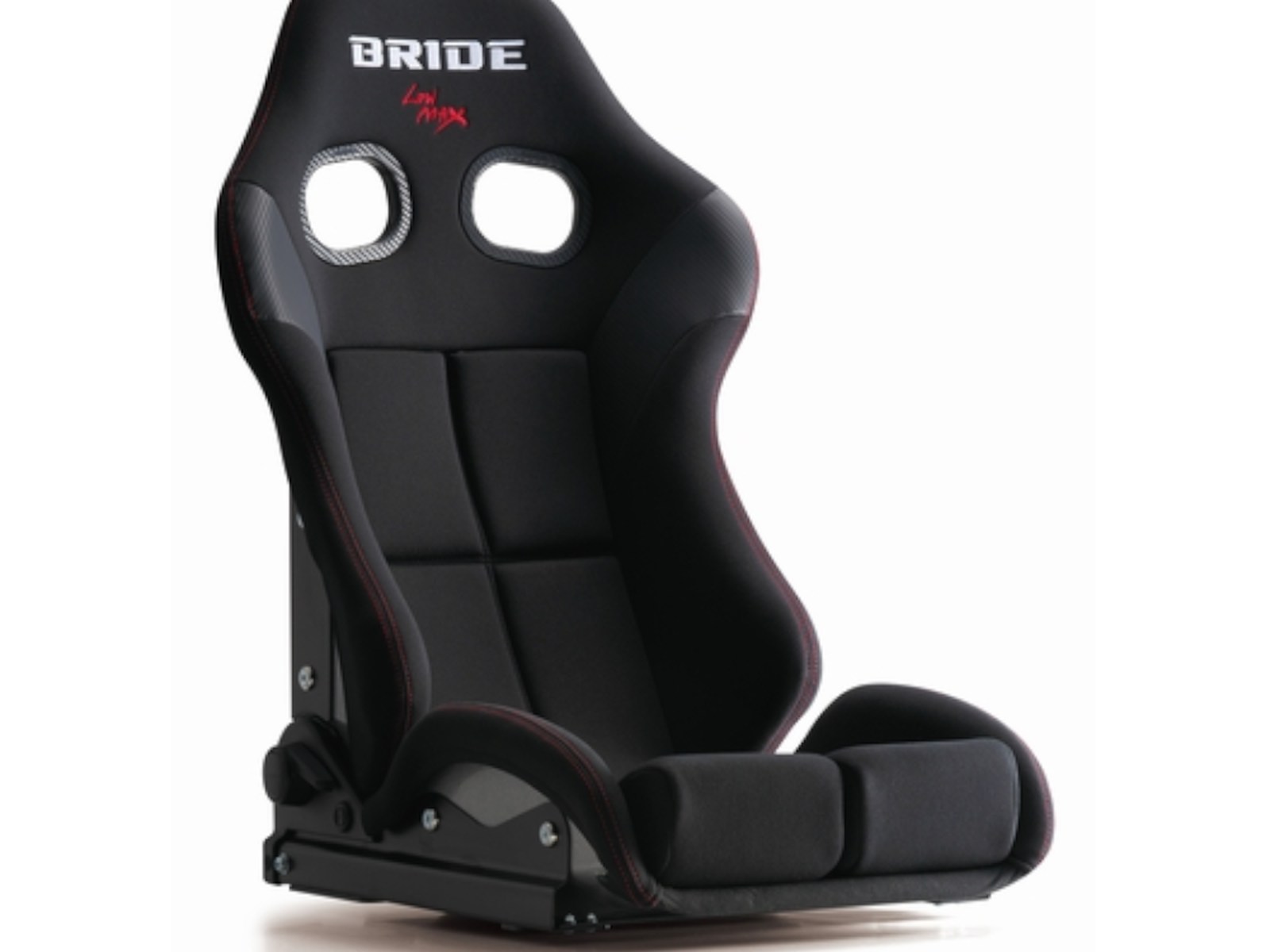 Bride Stradia III reclining sports seat in black with the recline mechanism visible on the side