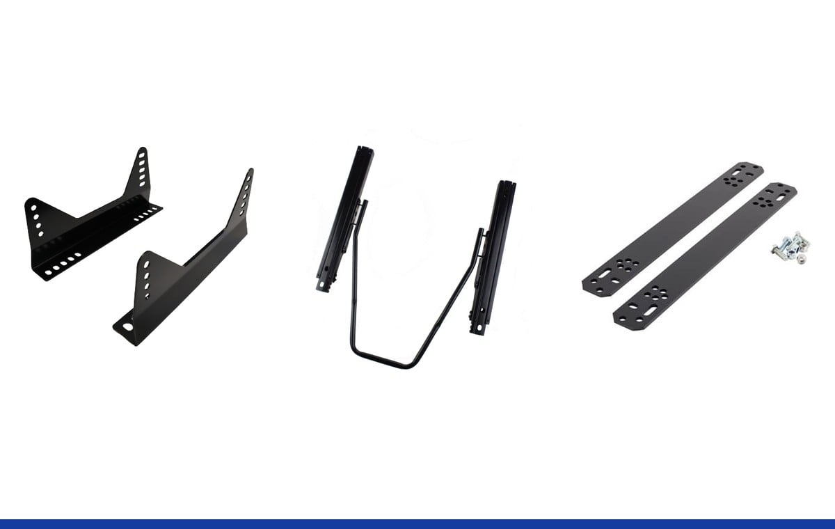 Bucket seat mounting hardware from the SportSeats4u range: Endurance steel side mounts, a Sparco sliding runner kit and Corbeau to Sparco adaption bars
