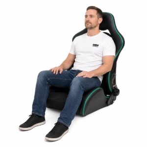 Person seated in Cobra Misano Anniversary Spec 2 Reclining Office Seat showing real-world seat size and fit – GSM Performance