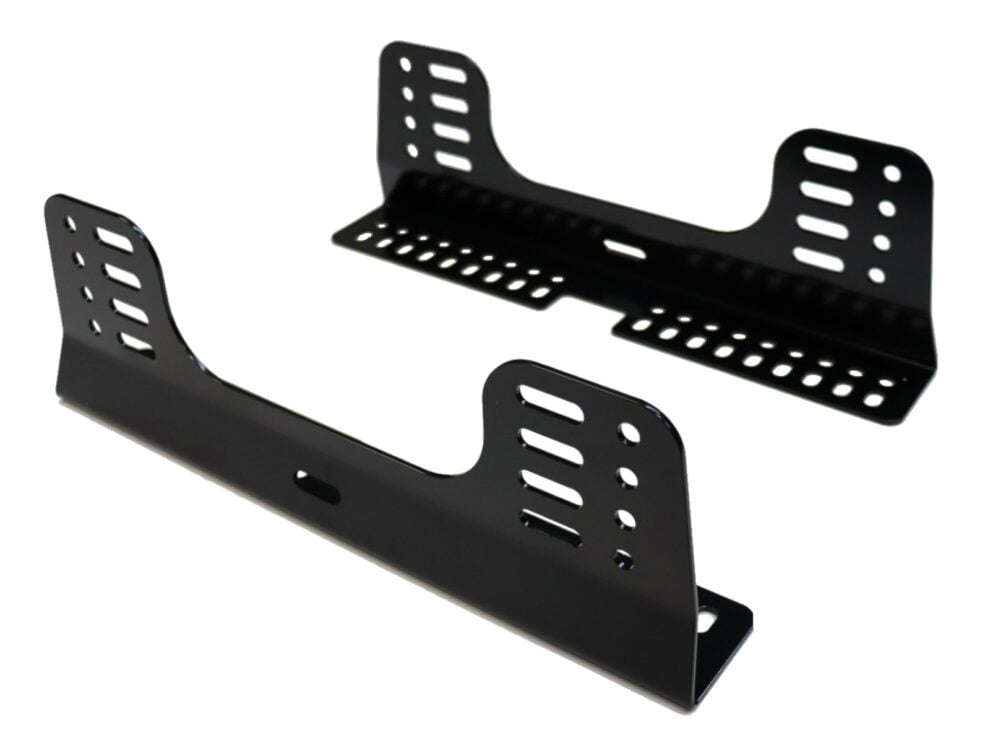Pair of Endurance Motorsport multi point M8 side mount brackets showing rows of height adjustment slots