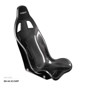 Tillett B8 Carbon/GRP Race Car Seat, part B8-44.5C/GRP, front three quarter, white logo