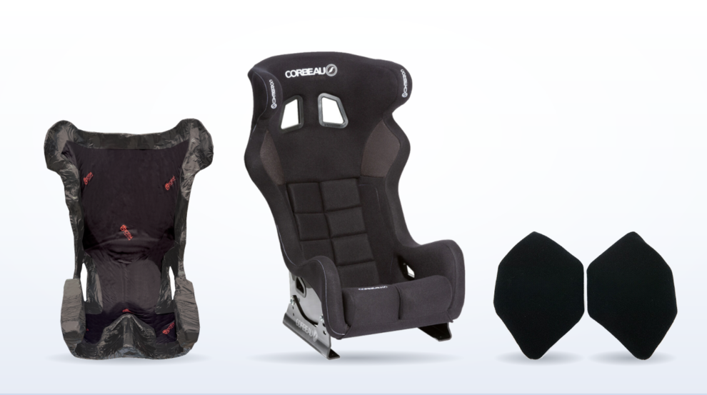 A Totim moulded seat insert, a Corbeau Revenge bucket seat on side mounts and a pair of Endurance Motorsport side kidney support cushions