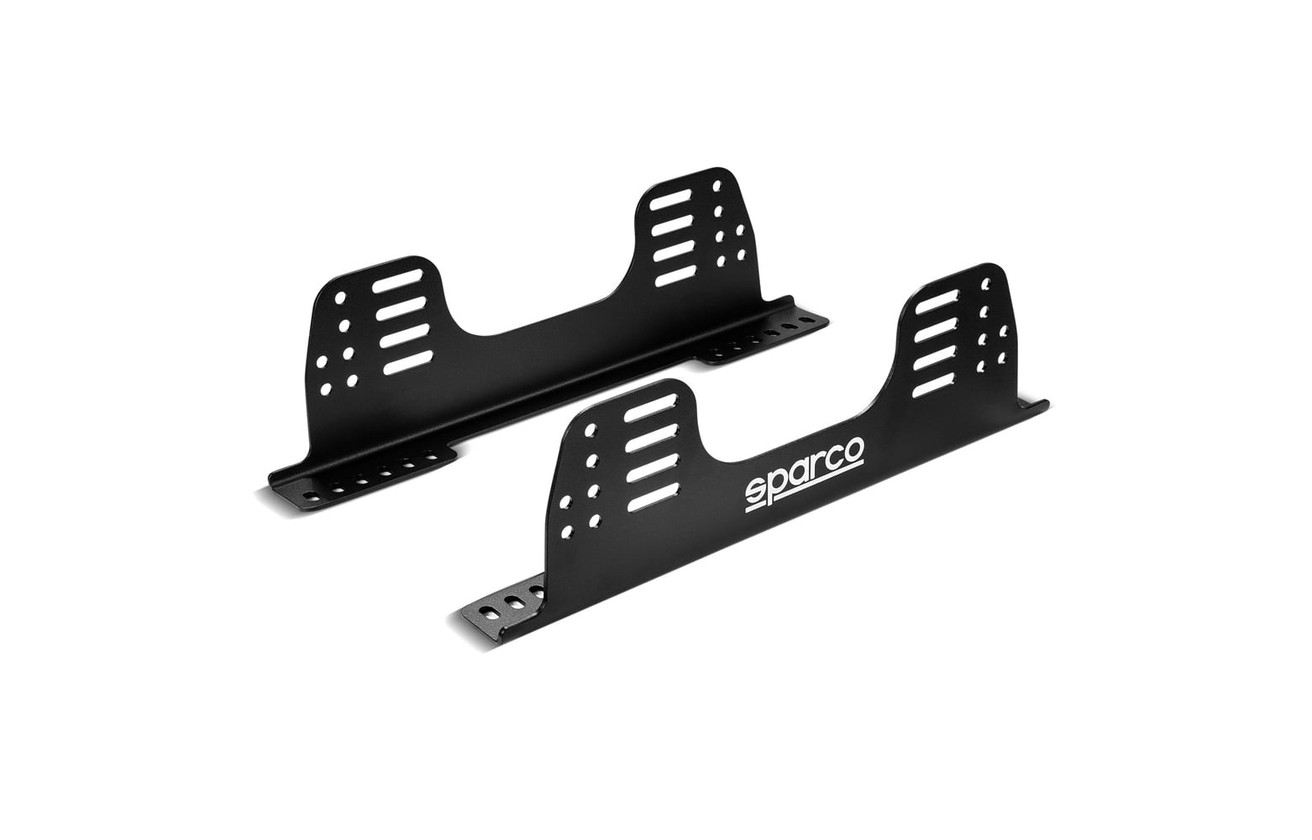 Pair of Sparco FIA steel long side mount brackets, taller than the standard mounts