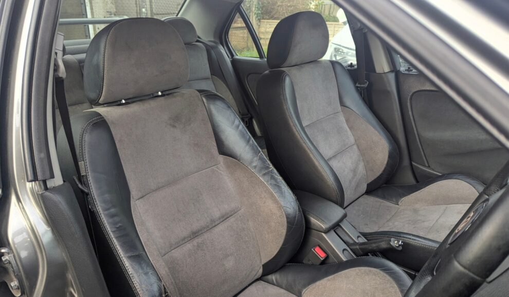Grey alcantara trimmed front seats fitted in the MG ZS before the bucket seats went in