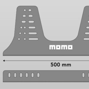 Dimension drawing of the MOMO steel seat side mount: 500mm long, 216mm tall, 50mm wide