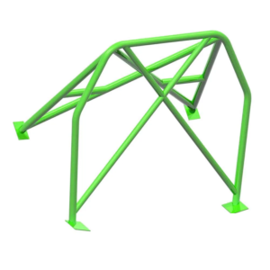 SW Motorsports bolt in half roll cage for the MG ZS with harness bar, shown in green powder coat