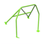 Rear three quarter view of the SW Motorsports MG ZS bolt in half roll cage in green powder coat