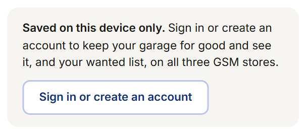 The note that a guest garage is saved on this device only