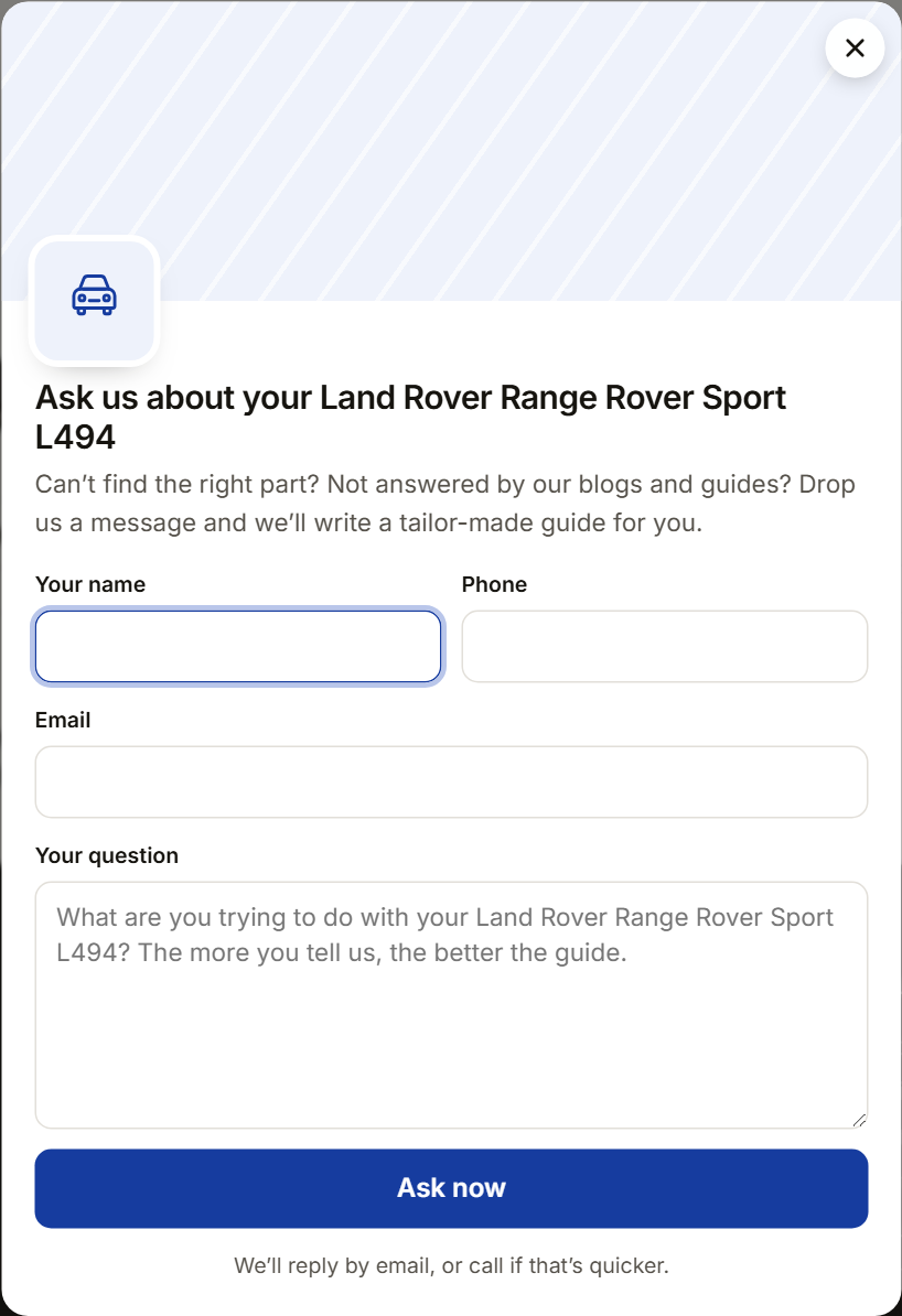 The Ask about this car question form